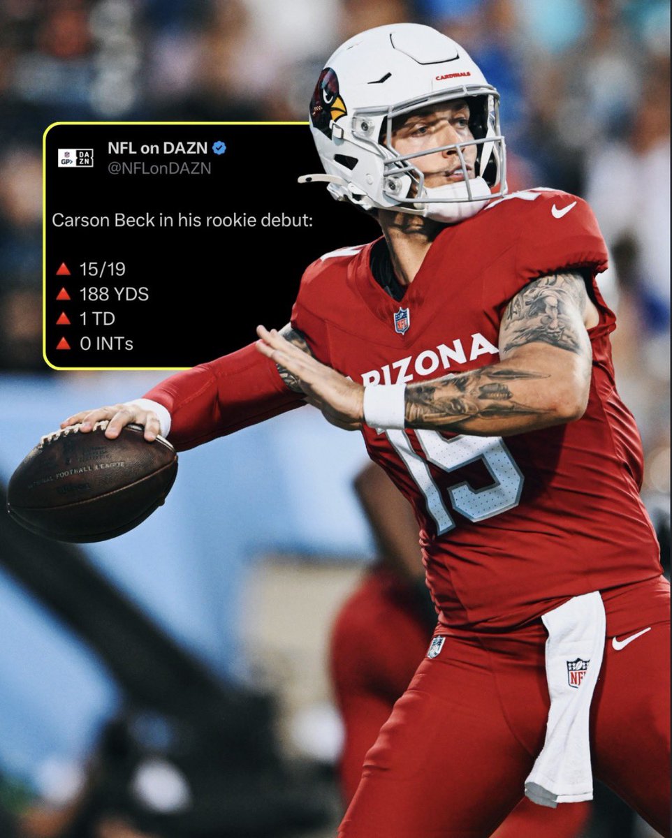 BarsonCecksPage's tweet photo. Genuine discussion, at what point do the Cardinals still start Brisset, you have a young qb who looked poised and threw excellent passes, even the ones he didn’t complete… in a rebuild year with nothing more to lose I don’t see how you don’t roll with that guy Beck. #NFL https://t.co/PNfXv3KqeN