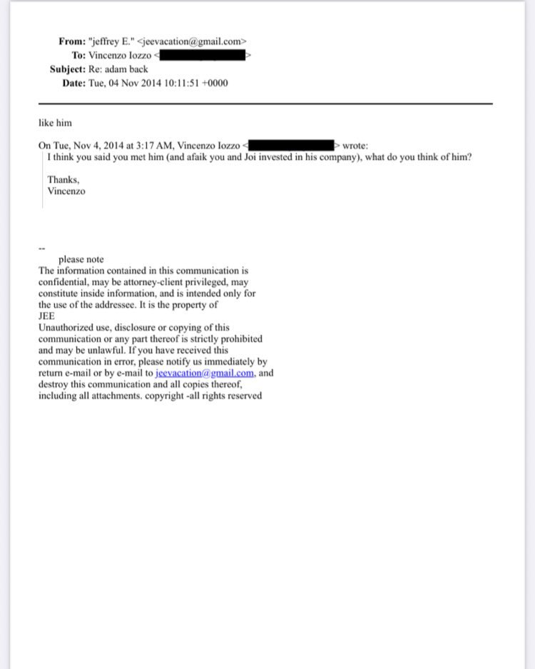 cryptorebel_SV's tweet photo. You might not like Adam Back AKA Andy Back, co-founder and CEO of BlockStream who seized control of Bitcoin on behalf of the Rothschilds money printers, but Jeffrey Epstein likes him: https://t.co/F3mcA61IeW