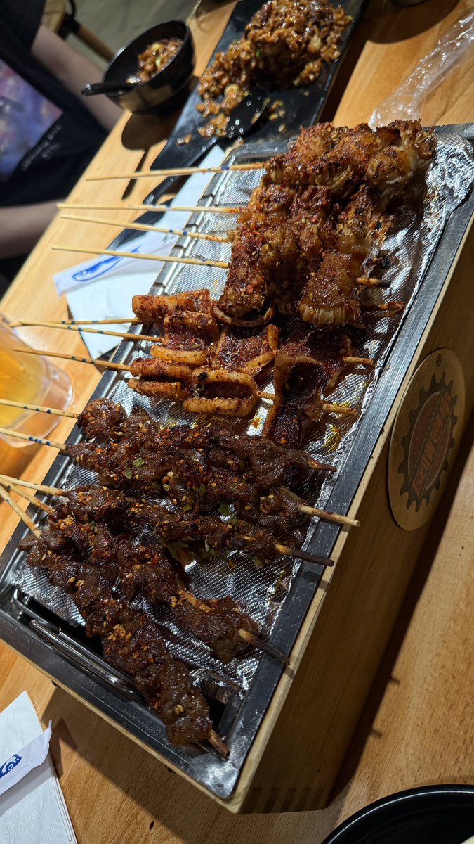 Mel12Koe's tweet photo. BBQ Saturday dinner
Bone narrow, Beef &amp; Squid satay
With durian mango mille crepes and choco lava
At Prince tea house https://t.co/gx8TrVVffj