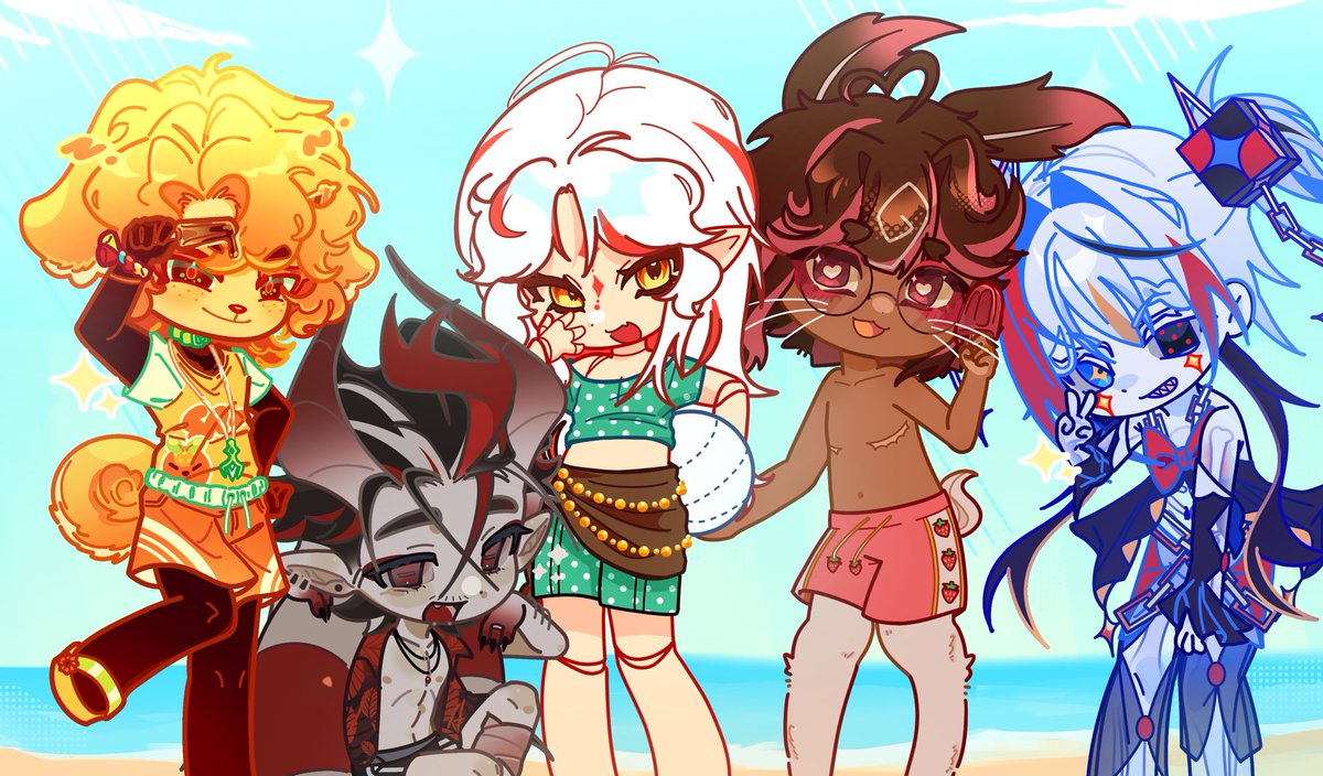 ChibiMation's tweet photo. We've received a letter... what's this? Fleur is taking everyone out to the beach this year? Let's go! 🌺 https://t.co/A8GnV7JWKs