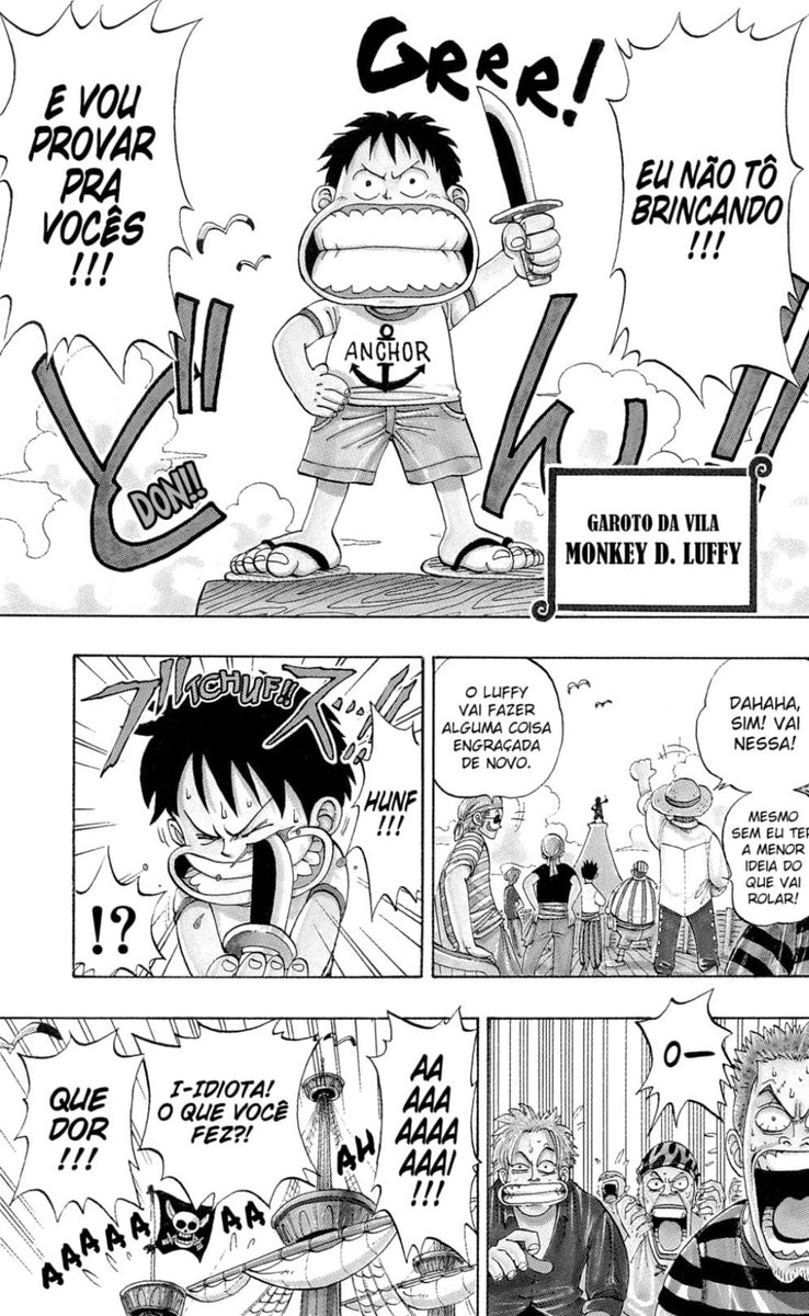PunkRecordsLab's tweet photo. #onepiece1190
Esse foi um dos capítulos com mais significado e profundidade de Elbaf.

Ele é todo construído em cima do capítulo 1 e do sonho do Luffy.

Cada painel, cada fala, tudo pode ser interpretado dessa forma.

Por exemplo, a capa já tem um detalhe bem interessante:

O Oda desenha o Luffy SEM a cicatriz.

Ou seja, ele propositalmente desviou do padrão que ele desenha o protagonista.

Isso significa que ele coloca uma LINHA TEMPORAL no desenho dele. Necessariamente essa capa tem uma data:

Antes do capítulo 1,  onde ele aparece logo após a execução do Rei dos piratas tentando furar o olho esquerdo. 

Esse é primeiro painel desse capítulo.

E o último?

Vemos o companheiro do Rei dos Piratas apostando seu braço esquerdo pelo sonho do seu capitão: o amanhecer que o Luffy vai trazer.

Exatamente como TERMINA o primeiro capítulo.

O título do capítulo, a bronca do Gaban, a forma como Imu tenta matar o Luffy fincando duas espadas cruzadas em seu corpo.

TUDO remete ao capítulo 1.

Sensacional!!