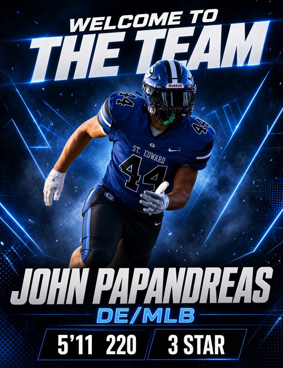 N3XTrecruiting's tweet photo. 🚨 Welcome to the team, John Papandreas! @Papandreass 

3-Star DE/MLB John Papandreas (5’11 220) is officially joining the squad 🔥

We’re excited to add this strong, physical dual-threat with great size, power, and motor. Ready to see you rush the passer off the edge and fly around the field making plays in the middle of the defense!