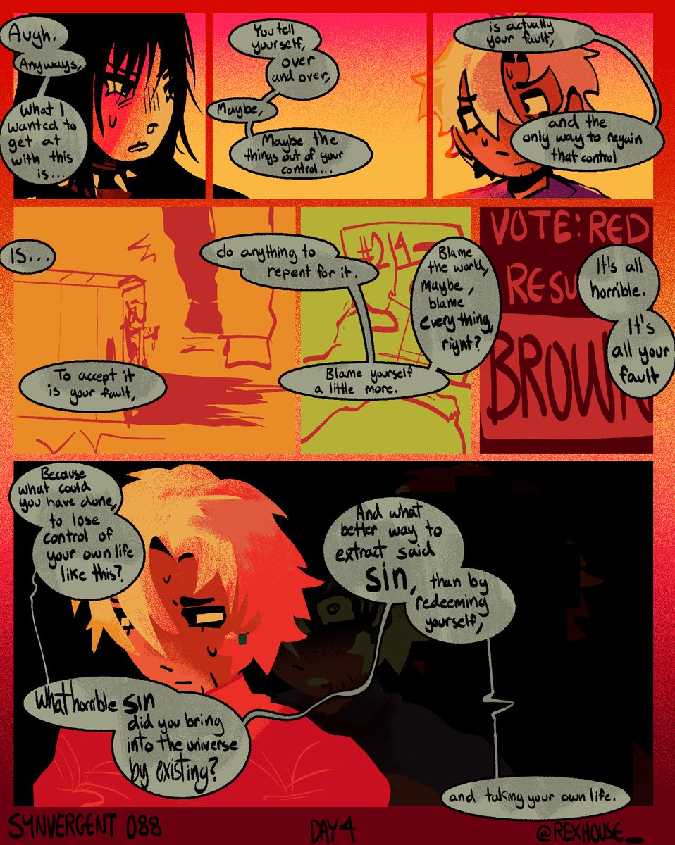 rexhouse_'s tweet photo. [Day 4] Life Is Far From Black and White 3/5
#synvergent #amongusshow AU

cw themes of unhealthy coping mechanisms / self harm https://t.co/j9O4QPFyXq