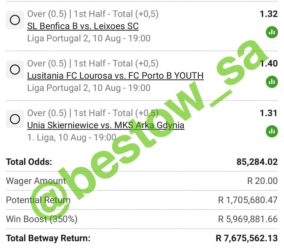 Bestow_SA's tweet photo. Betway 1st half - Goals Combo:
- Over 0.5 🔥
- Under 2.5🔥

85k odds 💰💰

Code: BW67DBE2DD

Kick off - 01:00am ✈️✈️ https://t.co/akb9PE6bK5