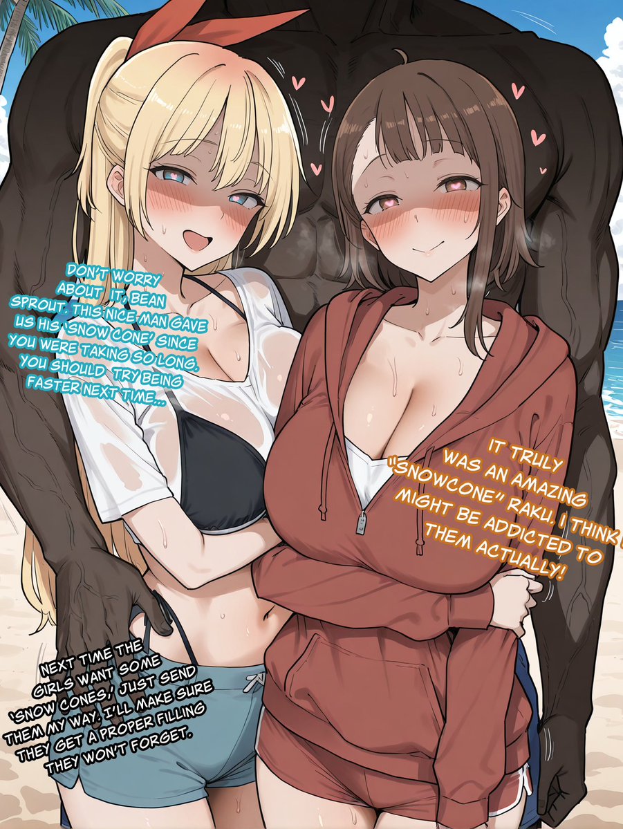SBwaifus's tweet photo. While Raku searched the beach, Chitoge and Onodera were behind the rocks getting bred. By the time he found them, both girls were full of cum and standing next to a stranger. He says "Next time they want some summer fun leave em with me!"♠️

Full set: https://t.co/8E3wdxoUUf https://t.co/mszxMc9hr8