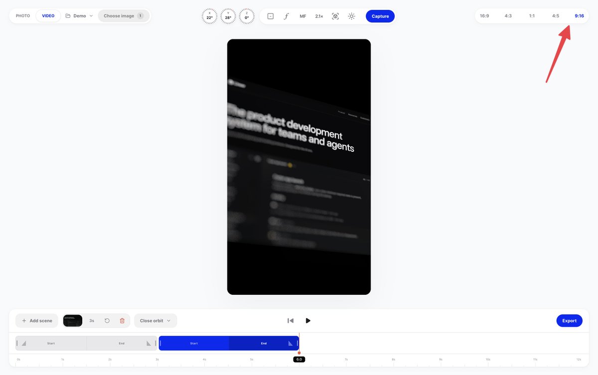 uidotcamera's tweet photo. @metasidd @scottymatt thats a great point! the new version launching soon adapts the frame size to the screenshot size to allow for any format. 

you can also change the aspect ratio of the scene. https://t.co/8az18hTN1N