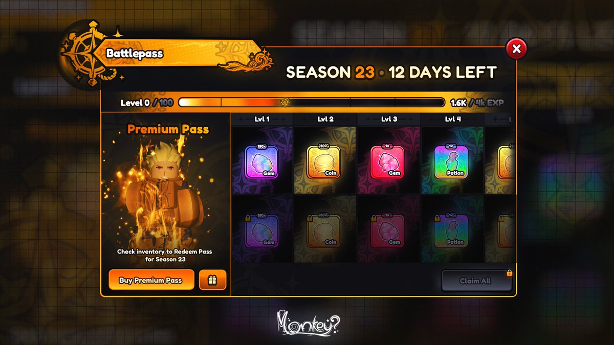 Monkey4zz's tweet photo. ✧ UI Battle pass for an upcoming game ✦ @monkeydesignz on Discord II

#RobloxDev #RobloxGFX #robloxgames #RobloxUI https://t.co/BpTPb9D7PS