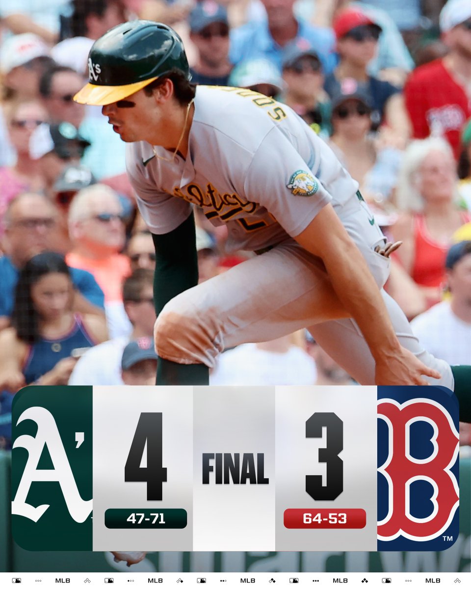 MLB's tweet photo. The @Athletics take the series in Boston against the red-hot Red Sox! https://t.co/hc3kErkW0q