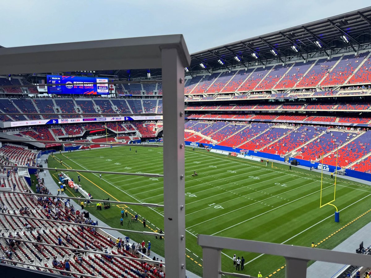 RichJohnsonNFL's tweet photo. The obstructed views in the new Highmark Stadium is reportedly part of an innovative new feature designed to prevent fans from seeing the #Bills lose in the playoffs. https://t.co/J8stE7VpPZ