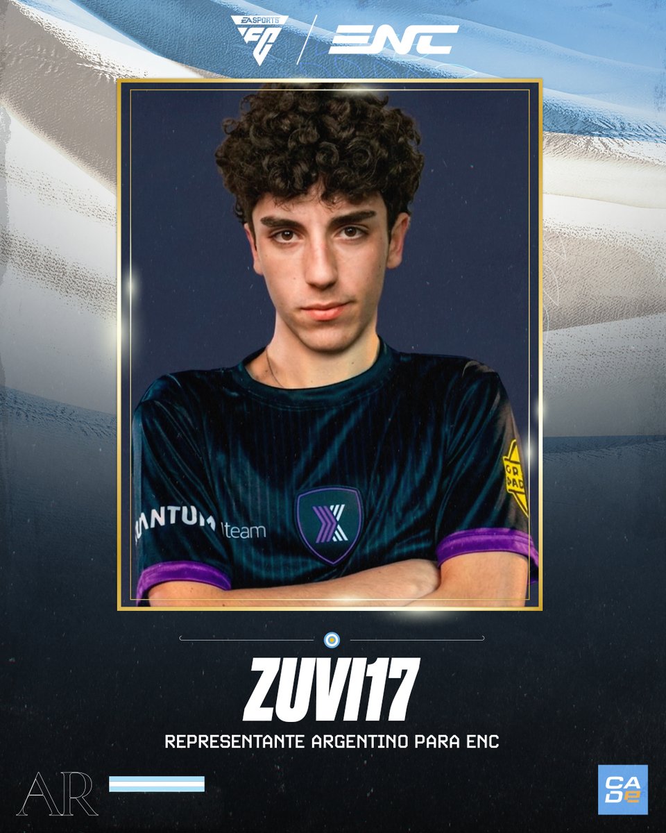 ARGEsportsTeam's tweet photo. TENEMOS SEGUNDO REPRESENTANTE ARGENTINO PARA LA ENC EN EA SPORTS FC! ⚽🇦🇷

@lautizuvi vestirá los colores de nuestra camiseta en Noviembre como parte de la delegación argentina en FC junto a Nico Villalba.

Todo el apoyo para las rondas que quedan de las qualy! 💪 https://t.co/T2Cf3lNuwd