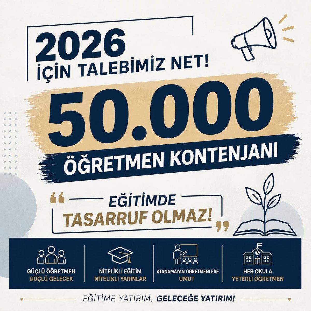 gulhaanay's tweet photo. Eğitimin geleceği öğretmenlerin elindedir, okullarımız öğretmensiz kalmıştır. En az 50 bin atama yapılmasını talep ediyoruz. @RTErdogan @dbdevletbahceli @Yusuf__Tekin @TalipGeylan06 @tcmeb @Akparti @tciletisim @oktay_saral #AGS50Binatama https://t.co/NQ3jCY8oTj