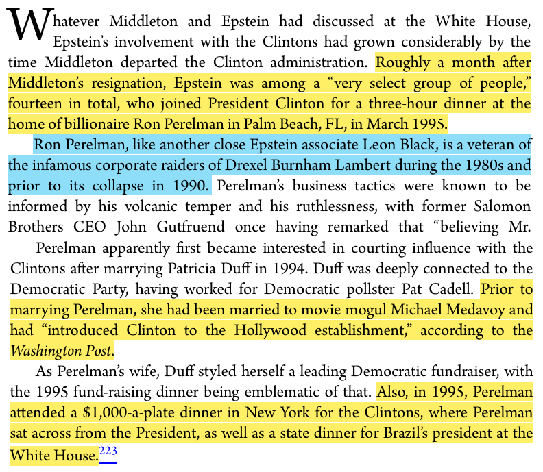 toxictiramisu's tweet photo. Jeffrey Epstεin dined w/ Clinton at Ron Perelman's home. Perelman, chairman of American Friends of Lυвαvitch, hired Monica Lewinsky at Revlon after the scandal, reportedly handled like the Mafia, all done in code. Perelman helped Chαвαd gain access to the WH &amp; inside the Capitol. https://t.co/nhMbpGW051