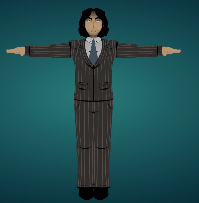 ABENCRACKERS's tweet photo. We love Jack okay.. we love him… might edit him a bit but here he is so far..

He will be public and made as a vrc avi! (His tie is meant to be white with black stripes, but i havent finished it yet..) #JackWalten #VrcAvatar #WaltenFiles https://t.co/zCGwVs43Sn