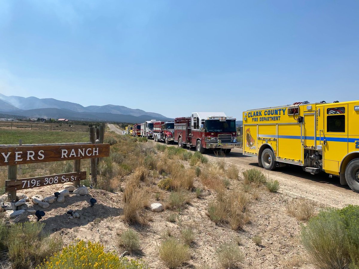 ClarkCountyNV's tweet photo. The Southern Nevada Firefighting Strike Team assisting on the Ward Fire in Northern Nevada has demobilized and returned home.

Risk was reduced as containment increased. The Ward Fire has burned 8,795 acres and is 50% contained. It's located about 9 miles from the town of Ely. https://t.co/rpZ6KsFjc6