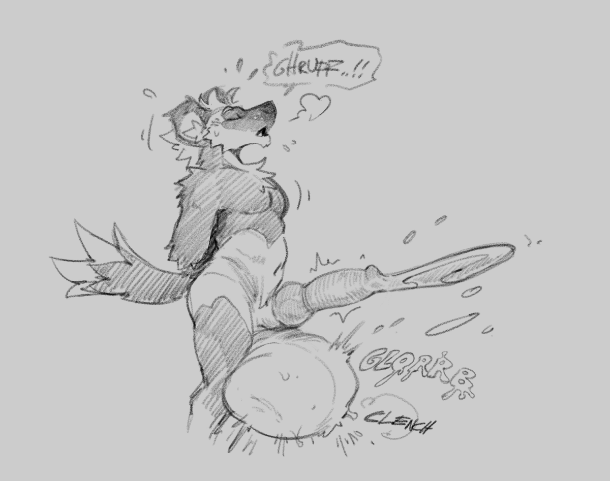 PredWolf's tweet photo. "CLENCH!~" 🥴

Mmmph.... there it is~

That involuntary little squeeze when they hit all the right buttons 😏

Don't think that condom is going to hold...

Art By @stalvelle https://t.co/fMsaOS851m