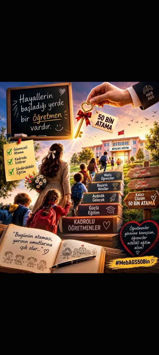 aysevypr's tweet photo. 2026 AGS’de başarılarıyla öne çıkan öğretmenler unutulmasın. Kaliteli bir eğitim için en az 50 bin atama yapılmalıdır. @RTErdogan @dbdevletbahceli @Yusuf__Tekin @TalipGeylan06 @tcmeb @Akparti @tciletisim @oktay_saral #AGS50Binatama https://t.co/N03XEQ8INw
