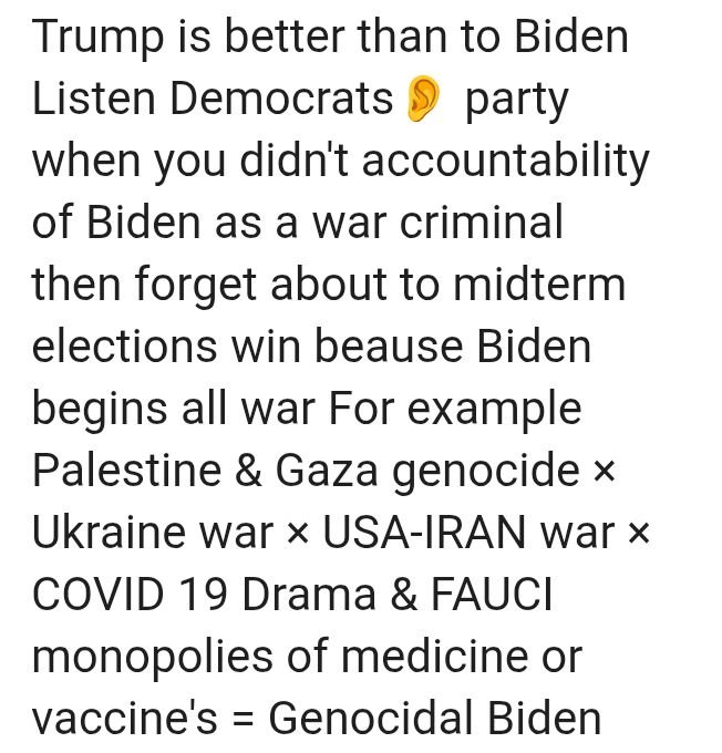 RizwanMir30619's tweet photo. @EndWokeness #humanity
#usa people's ,whole 🌍 ,#Gaza , #Palestine people's want to #Democrats
WE WANT JUSTICE
WE WANT JUSTICE
About #Biden was & is criminal
And Democrats accountability to Biden
Idk when #Biden allow bibi to killed #Gazagenocide then #elSayed was mouth🤐
#usafirst #Genz https://t.co/UsOhMDoQ85