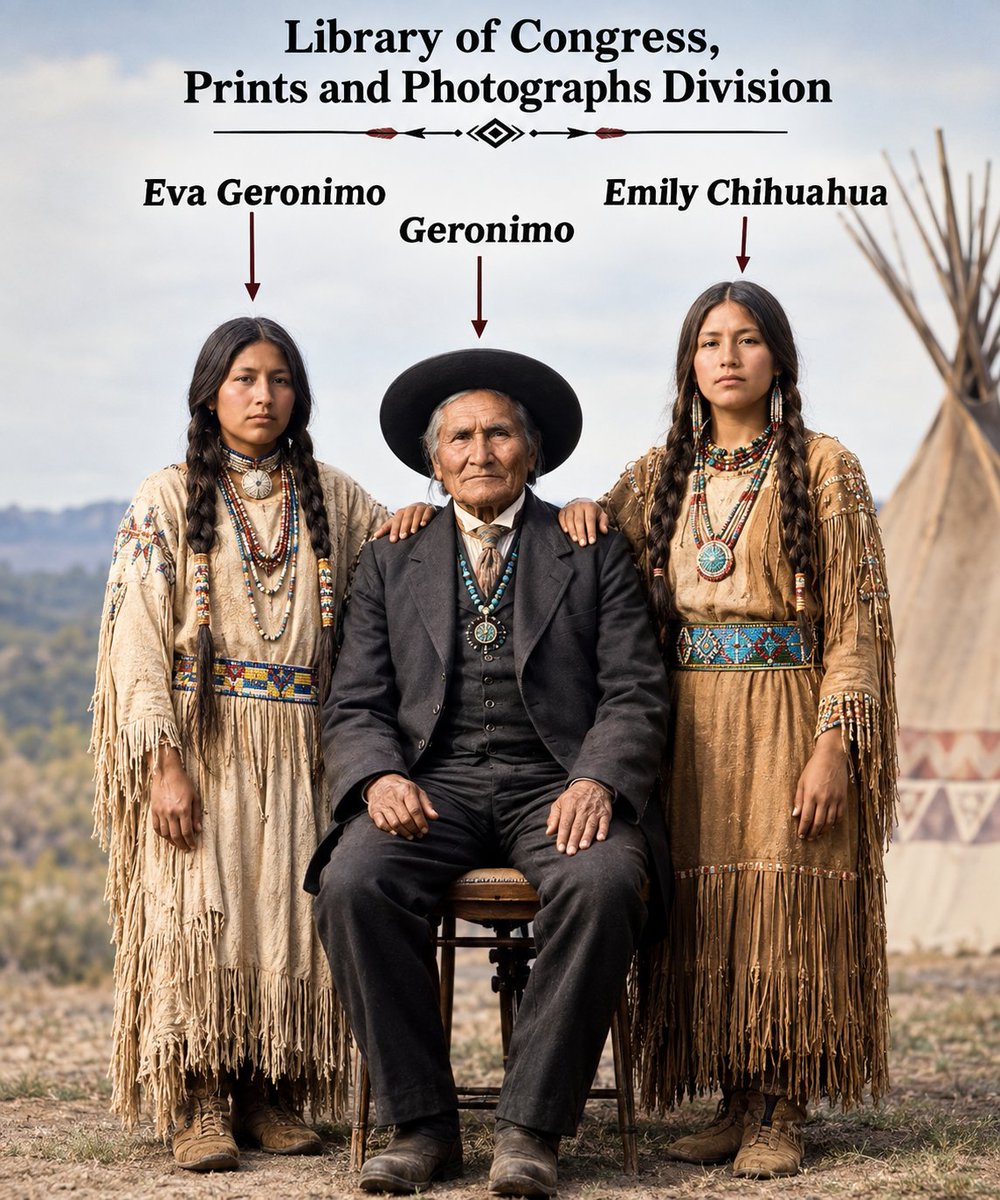 _native_history's tweet photo. A powerful glimpse into history—family, resilience, and a legacy that still lives on. 🪶
#Geronimo #ApacheHistory #NativeAmericanHistory #IndigenousHeritage #NativeLegacy #WeRemember #History https://t.co/EVNDrWb4A2