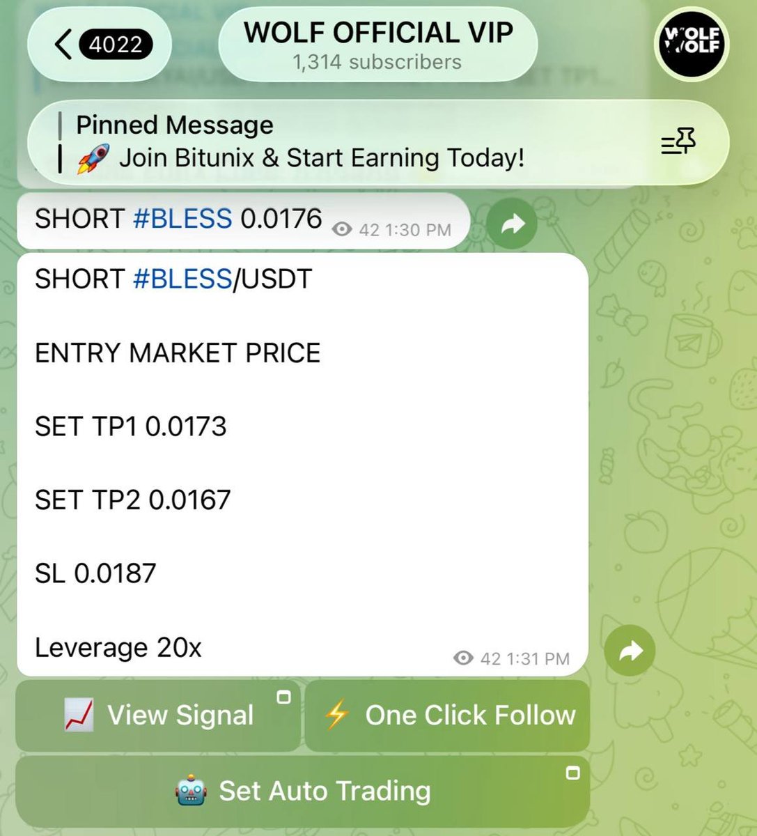 Cry_ptosurff's tweet photo. #WOLF_VIP_SIGNAL 👍
👍WOLF VIP TRADE RESULT
💵#BLESS/USDT Take-Profit Target 01 👍Achieved ALHAMDULILAH with the Profit of: +145.90% CLOSE 75% NOW📈
Period: 03 Minutes ⏰
Free Signals: https://t.co/YLb6088Ifa
#Gümüş #Platin #Nasdaq #Petrol #Dxy #Dax #Silver #altin #ons #bist100 #cment #xauusd #altın #gramaltın #btc #btcusdt
