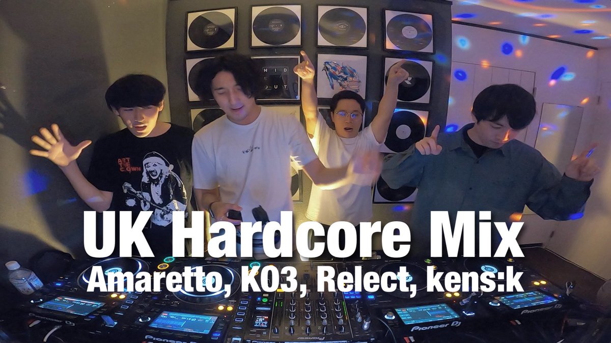 com_kensk's tweet photo. UK HardcoreのMixをアップしました！
前回と同じく旧友と1時間ちょい各々好きな曲かけてます！Mixの内容よりもみんなで話しながら楽しそうにDJしてる映像が面白いです！

UK Hardcore Mix 2026 August / Amaretto, KO3, Relect, kens:k https://t.co/nAUGLeqbgO @YouTubeより https://t.co/Xd7cpdfzYe