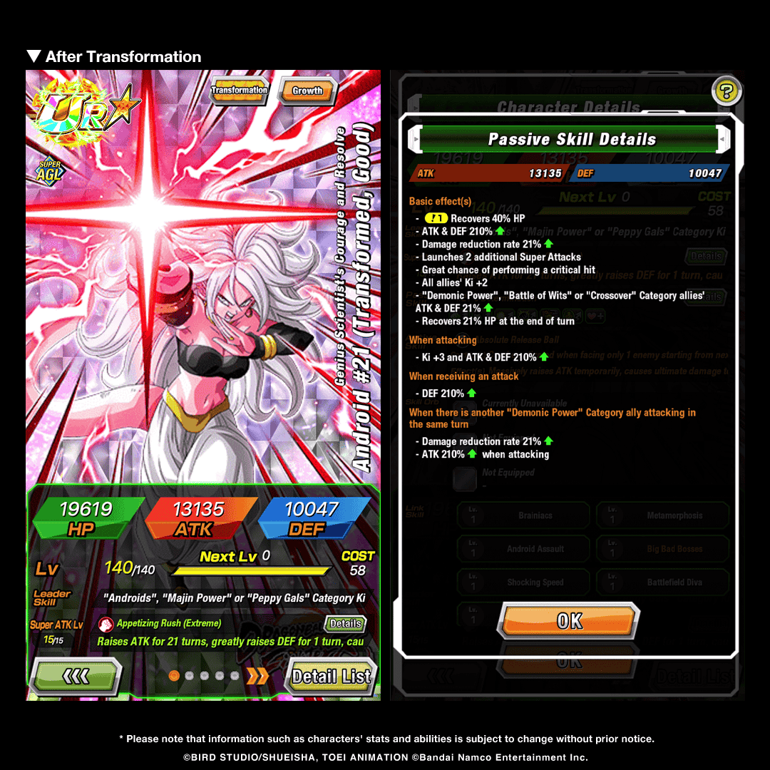 dokkan_global's tweet photo. UR [Genius Scientist's Courage and Resolve] Android #21 (Normal) can soon be Extreme Z-Awakened!

After Extreme Z-Awakening, her Leader Skill, Passive Skill and Super Attack will be strengthened! (2/2) https://t.co/v9RDLQT3Lz