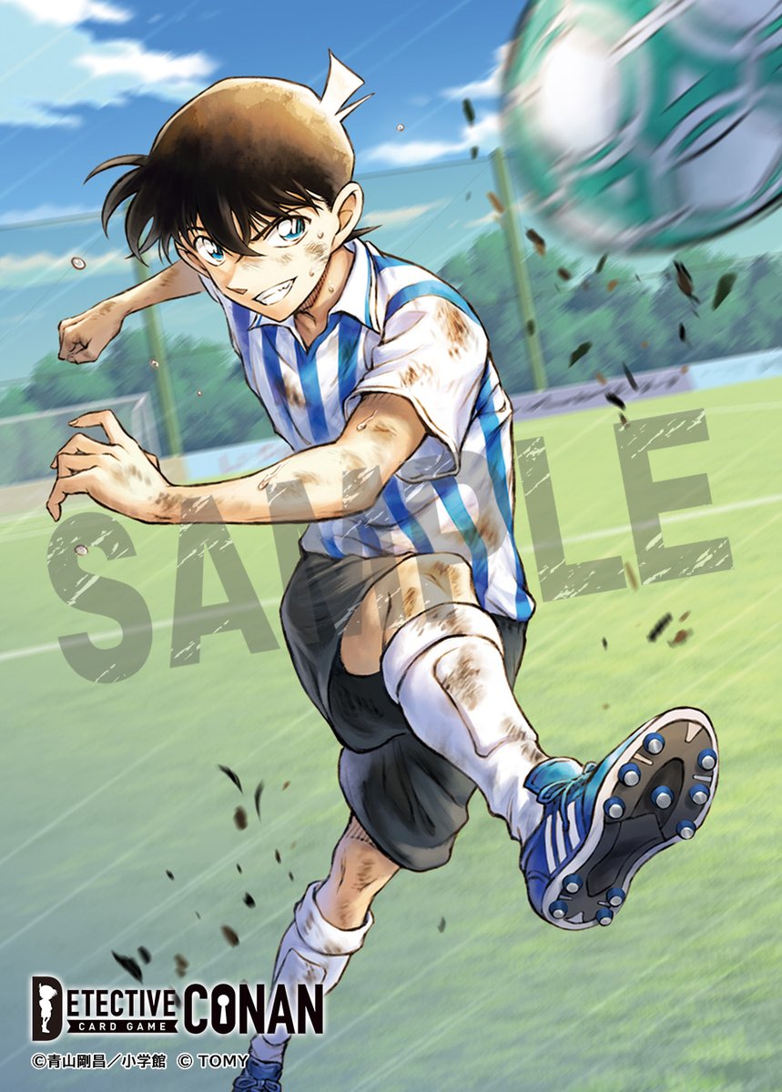 CONAN_tcg's tweet photo. 拡張パック「追憶の盟友」
🔍カードイラストコンセプト

「工藤新一」【SRP】

✍️絶体絶命でも笑っている!?中学時代の新一をイメージ！

🔻商品情報はこちら
https://t.co/BU2TVj6FYn

#カード開発裏話 #コナンカード https://t.co/pJ7tIH1E2e