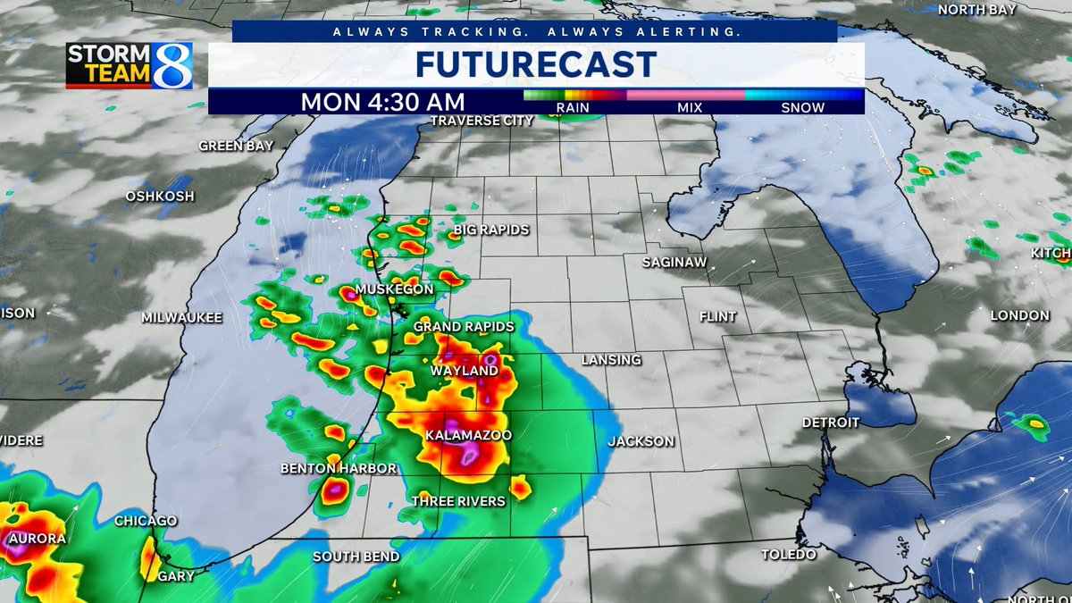 ellenbacca's tweet photo. ⚠️FLOOD WATCH⚠️
Heavy rain overnight could lead to flooding in some areas, especially around and south of I-94. 

This is for Sunday, August 9th, overnight into Monday, August 10th.
https://t.co/uyaMQzXx1R https://t.co/NQgR6xLeWS
