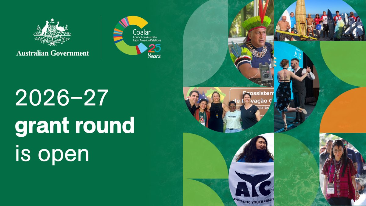 dfat's tweet photo. Does your project strengthen connections between Australia and Latin America?

The Council on Australia Latin America Relations is now seeking applicants for its 2026-27 grant round.

For more information, visit: https://t.co/bhJcQhHtX9 https://t.co/nIbt8PJV3V