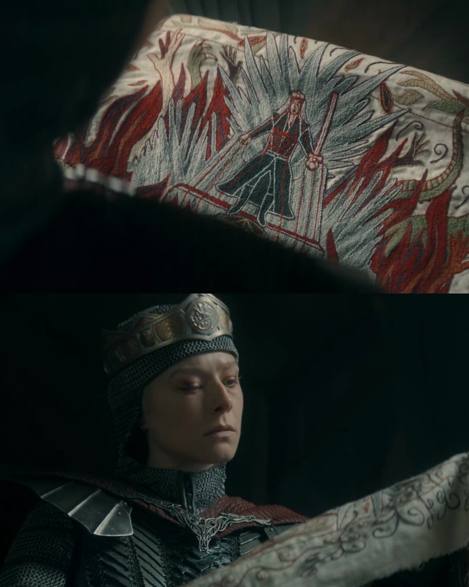 matinecinetv's tweet photo. Rhaenyra, a cruel. Pena que por parte da temporada, A Casa do Dragão tenha se esquecido de um dos seus melhores momentos, quando mostrou uma nova fase da protagonista. Depois, novamente, a série ruiu a própria personagem, mas retomou essa construção no final. #houseofthedragon https://t.co/FI37Rg548R