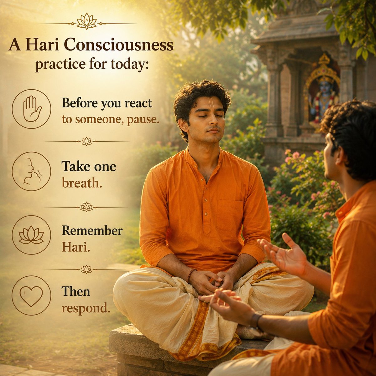 VOD_Foundations's tweet photo. Sometimes spirituality is simply learning to respond with awareness🌿�� #hariconsciousness #voiceofdharma #krishna #vishnu https://t.co/5fRZzVVEIW