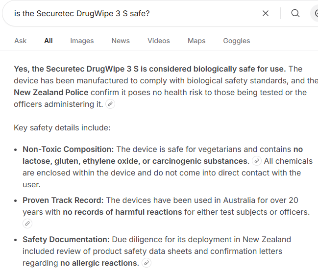 GPhilip52086's tweet photo. NZ police are coercing drivers (under threat of imprisonment) to have an invasive mouth swab, without any pretext or suspicion, at random roadblocks.
Is the 'abrasive' swab safe?
(and are mRNA injections safe 🤣)

Tourists; might pay to stay away. https://t.co/2Lt416RwJP