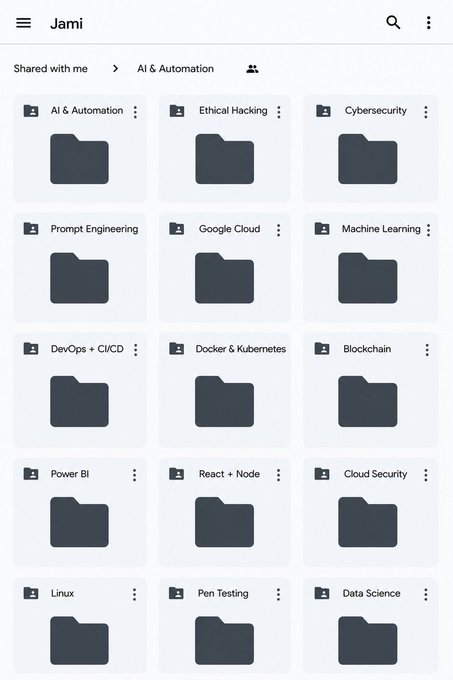 anjum_ai's tweet photo. All Paid Courses (Free for First 4500 People)

 𝗣𝗮𝗶𝗱 𝗖𝗼𝘂𝗿𝘀𝗲 𝗙𝗥𝗘𝗘 (PART - 1)
 1. Artificial Intelligence
 2. Machine Learning
 3. Prompt Engineering
 4. Claude,Chatgpt,Grok
5. Data Analytics
6. AWS Certified
 7. Data Science
8. BIG DATA
9. Python
 10. Ethical Hacking

(72 Hours only )

Like + RT + comment ' Drive '

Must Follow me so I can DM you.