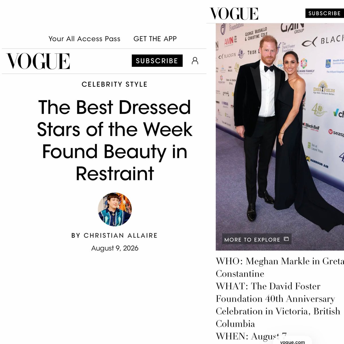 ValleyGirl629's tweet photo. Vogue loves it when the Duchess steps outside. 💫 

Congratulations, Meghan on being named one of this week’s best dressed!

You and 🦊 looked absolutely stunning! 😍 

#GretaConstantine @voguemagazine https://t.co/1mBbePzBrQ