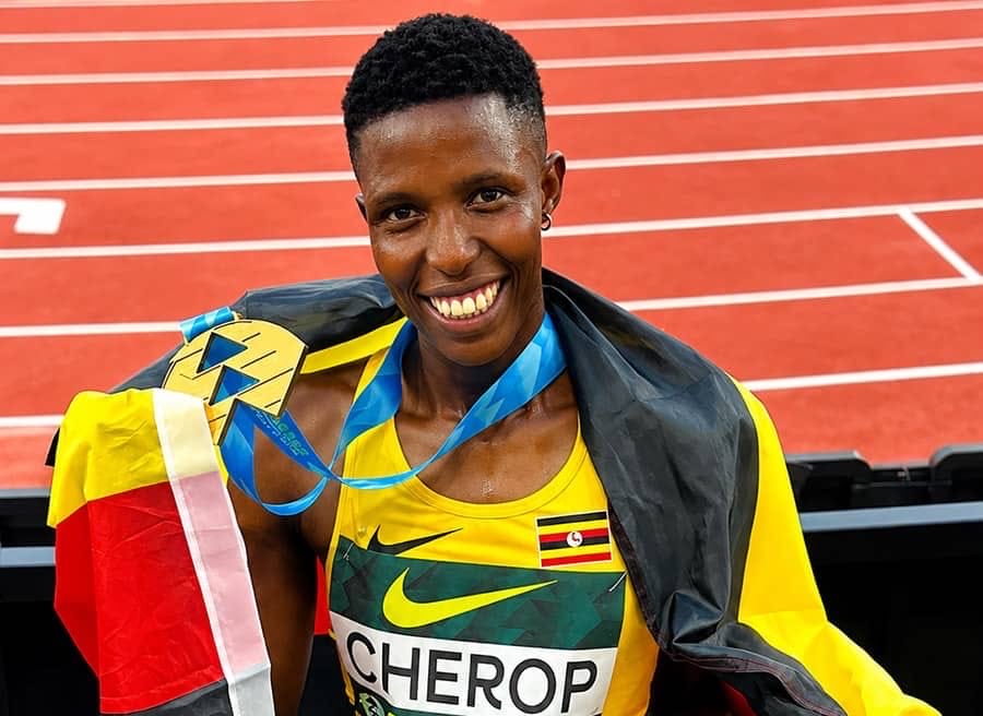 ubctvuganda's tweet photo. Charity Cherop has won bronze in the women’s 3,000m at the World Athletics U20 Championships in Oregon, clocking 8:45.59. Ethiopia’s Yordanos Tsigab took gold, with Shito Gumi silver. It is Cherop’s second medal after 5,000m gold earlier this week. https://t.co/e3rxDm87aX