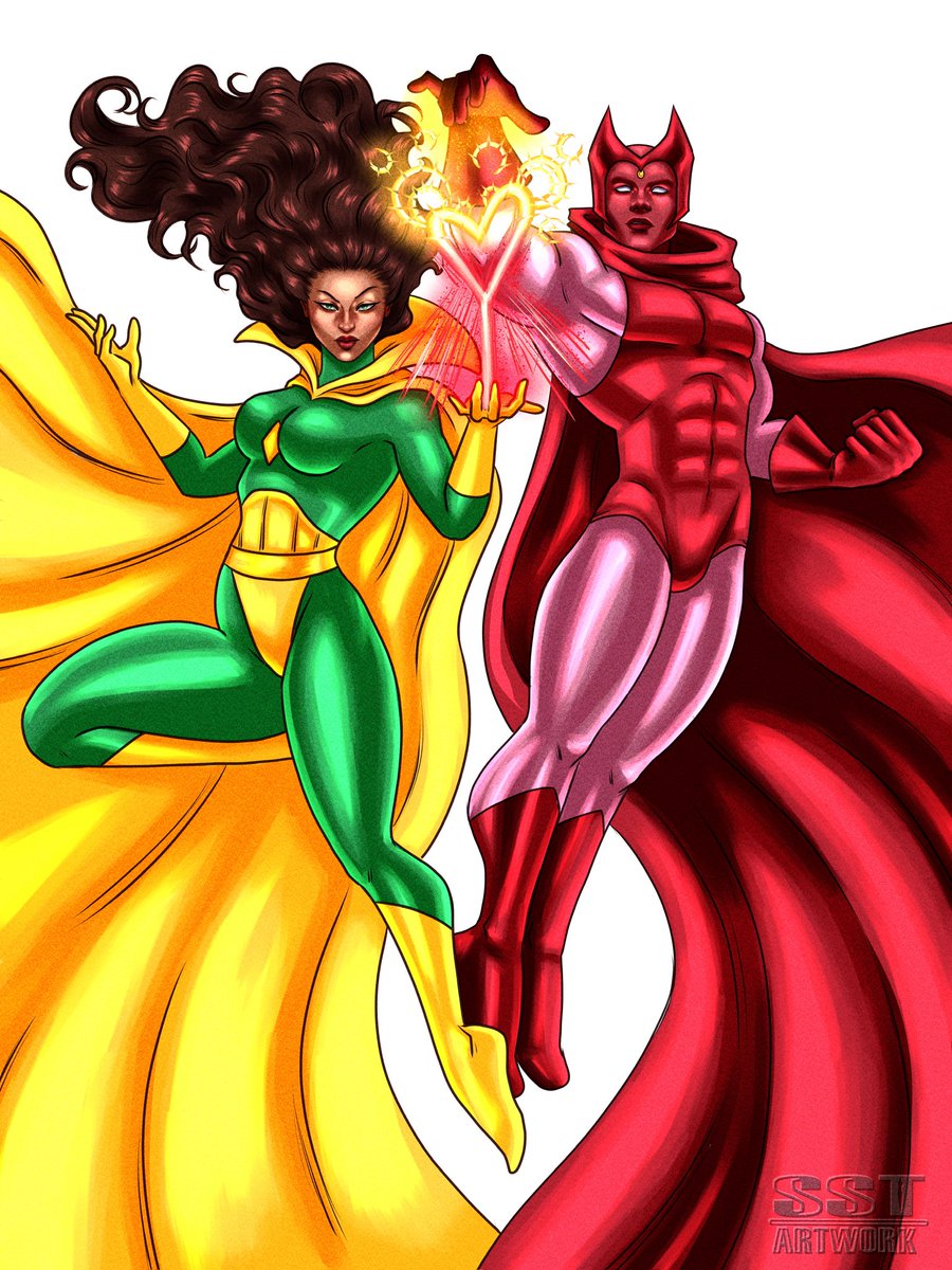 SSTArtwork's tweet photo. Thought I’d have another crack at the costume swap, and who better than the lovebirds, The Scarlet Witch and Vision! https://t.co/pW75KiElgz