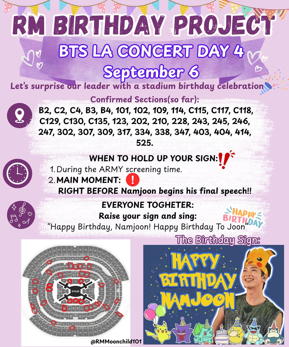 RMMoonchild101's tweet photo. ‼️‼️‼️

RM’s LA Birthday Project — UPDATE! 🎂🐨

A huge THANK YOU to all the ARMY who responded to and shared our posts and volunteered to help distribute the birthday signs! 🥹💜 Your support means so much!

📍 Distribution sections have been UPDATED! More sections have been added based on ARMY who volunteered to distribute signs in their sections.

Thanks to our incredibly generous donors, we’ve been able to increase both the number of copies and the sections covered!🥹

🔥 We’re SO close to reaching print of 20,000 copies!
Only $120 more is needed to reach this milestone!

💜 If you can, please help us get there:
PayPal: 

🔗melindacsoeung0712@gmail.com

📢 Please also help us spread this project EVERYWHERE ; X, Instagram, Threads, TikTok, Facebook, Reddit, and your ARMY GCs! The more ARMY who know, the more people can join us in showing our love for Joon. 🐨💜

🖨️ We’ll also provide a high-quality, printable version of the design for ARMY who want to print copies for themselves or their friends!

Let’s celebrate Joon the way he deserves.💜
Thank you for helping us make this birthday project bigger and more special! 🥹🎂