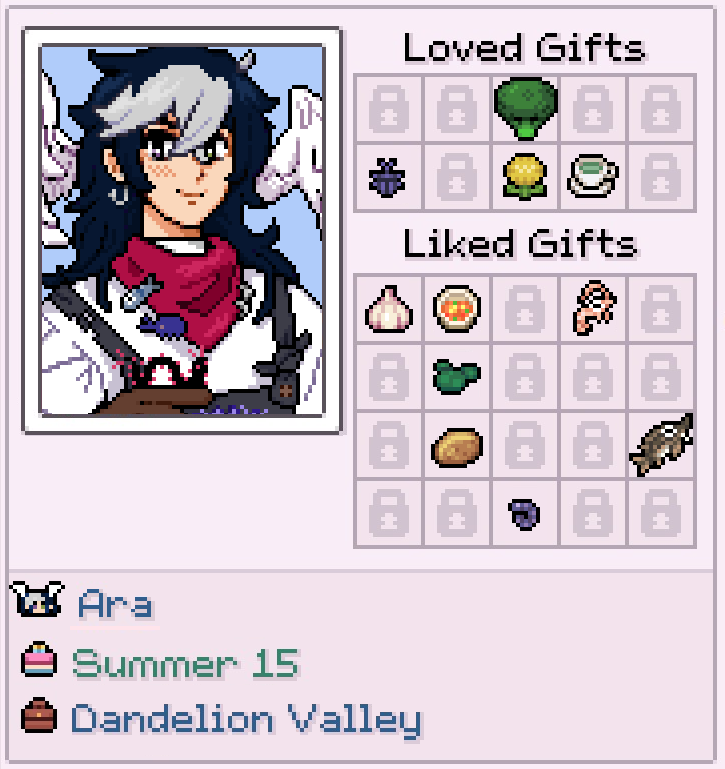 aracuya_'s tweet photo. the sprite I made for when fields of mistria first came out :] 
a remake hopefully soon .. ! https://t.co/pbYXFrKGLi