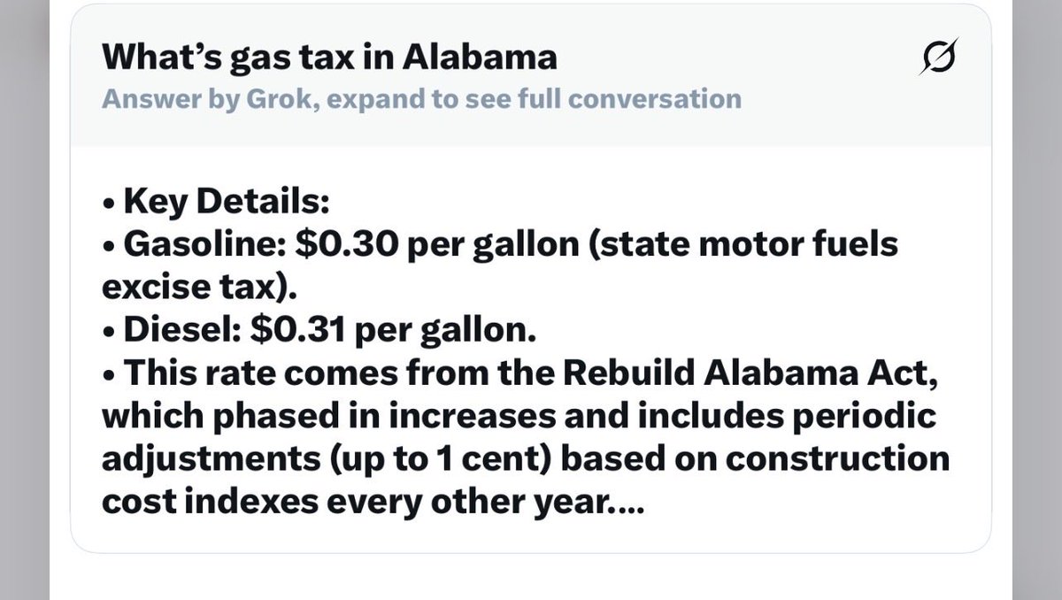 JessicaSca53986's tweet photo. @MichiganDems @AbdulElSayed Let me show you gas taxes with a state republican governor in Alabama. This is why Michigan gas is higher. https://t.co/tQ7FeIZous