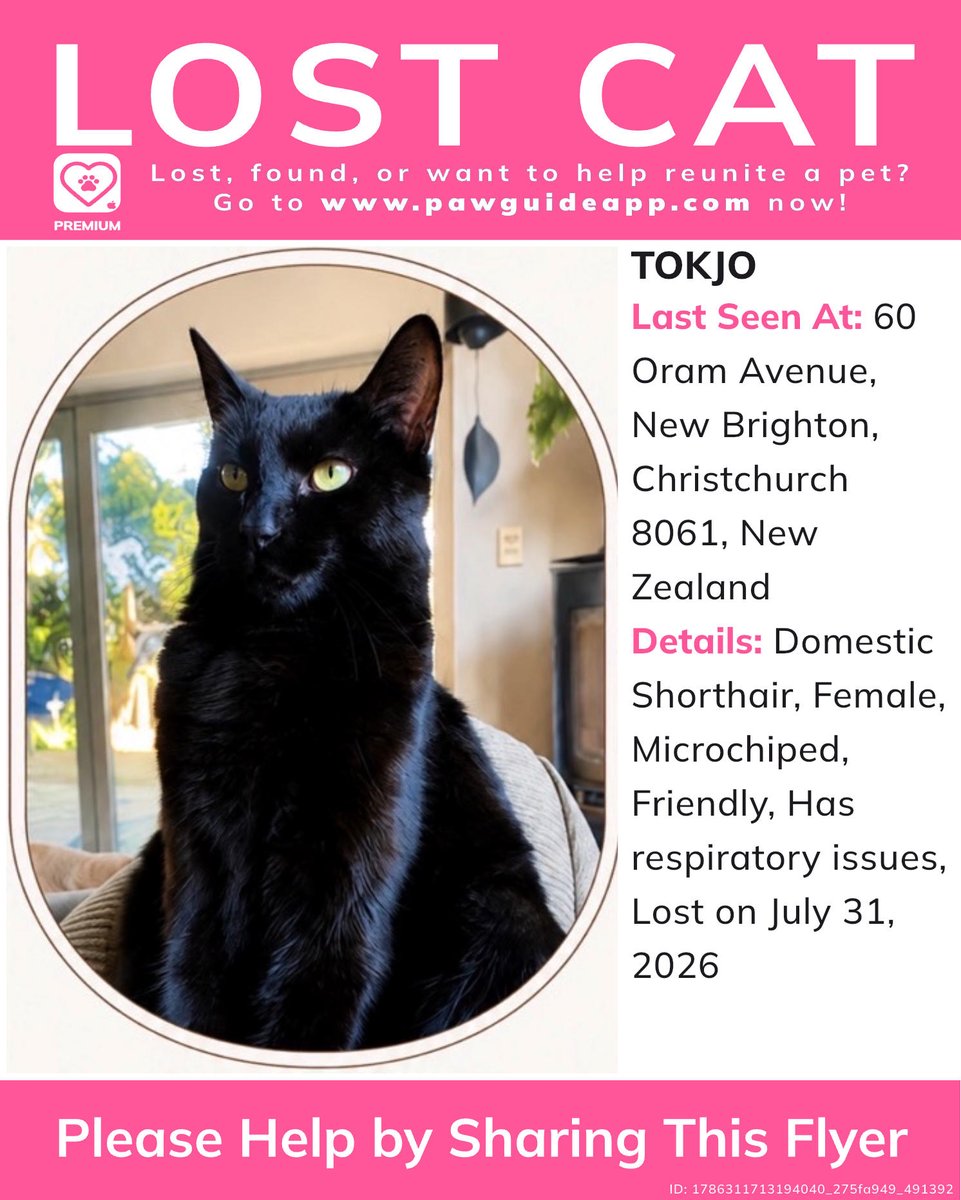 Pawguideapp's tweet photo. Please spread the word! If you have any information, please comment below.
Lost or found a pet? Report it quickly on Paw Guide.#lostcat #missingcat #lostcatinchristchurch #lostcatchristchurchcanterburyregion #missingcatchristchurchcanterburyregion #lostdomesticshorthairchristc... https://t.co/6xFJcuEMBE