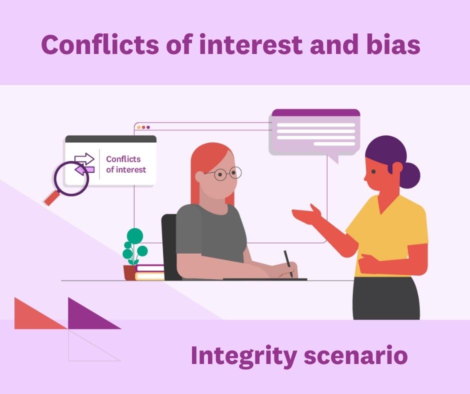 ibacVic's tweet photo. A #registrar at a #court also served as a board member for a #notforprofit organisation working on social issues like #mentalhealth. They often gave advice on #court cases and reports, creating a #conflictofinterest. See the full #integrity scenario: https://t.co/2YyMahHuuW https://t.co/tsFKYw1FYt