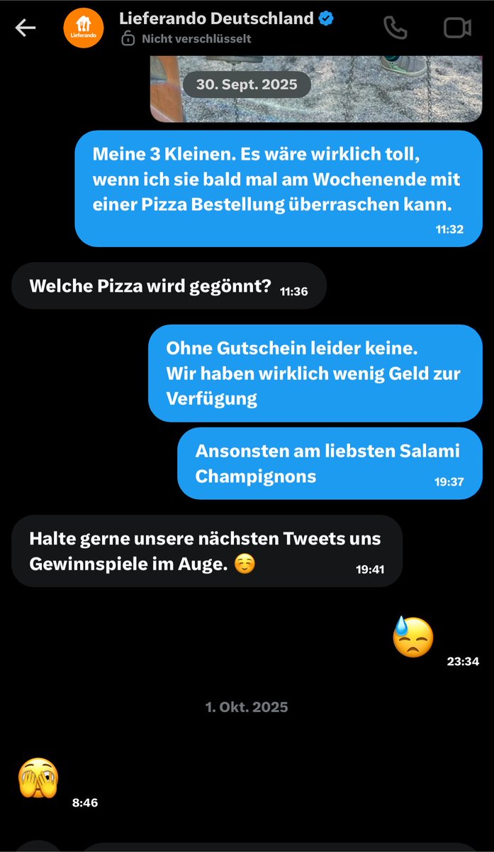 raphaelRemoGras's tweet photo. @lieferando @keintankie Ich warte dagegen immernoch vergeblich… 😏😔@lieferando https://t.co/SnyFwCTz85