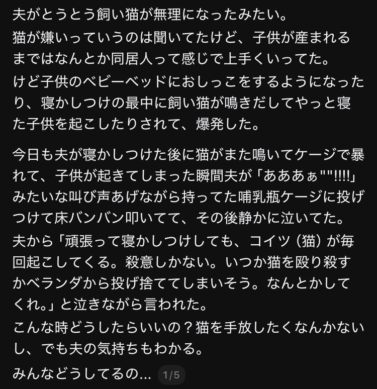 gui_bata814's tweet photo. まず夫を手放します。猫が好きと嘘をついていた時点でもう普通の人じゃない。 https://t.co/RmYeKMPGtz