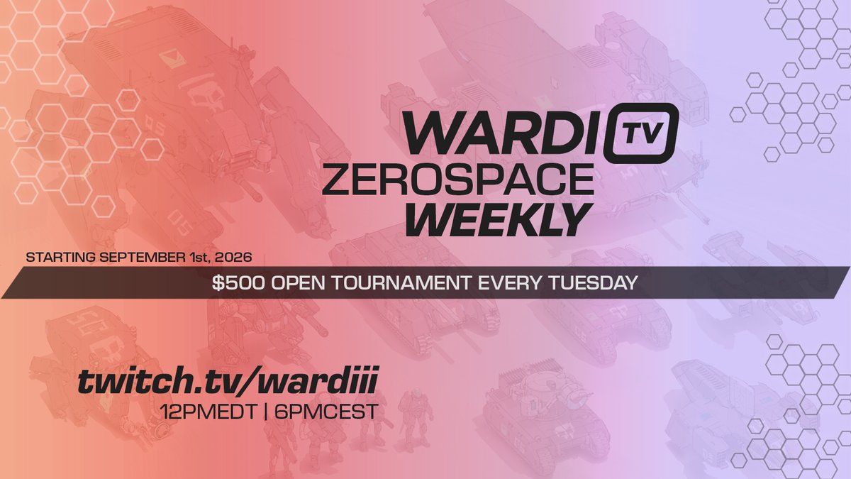PlayZeroSpace's tweet photo. We're excited to announce the WardiTV ZeroSpace Weekly
$500 every Tuesday - starts September 1st

Thank you to @Wardixo for helping make this happen! https://t.co/6XYUytUPR7
