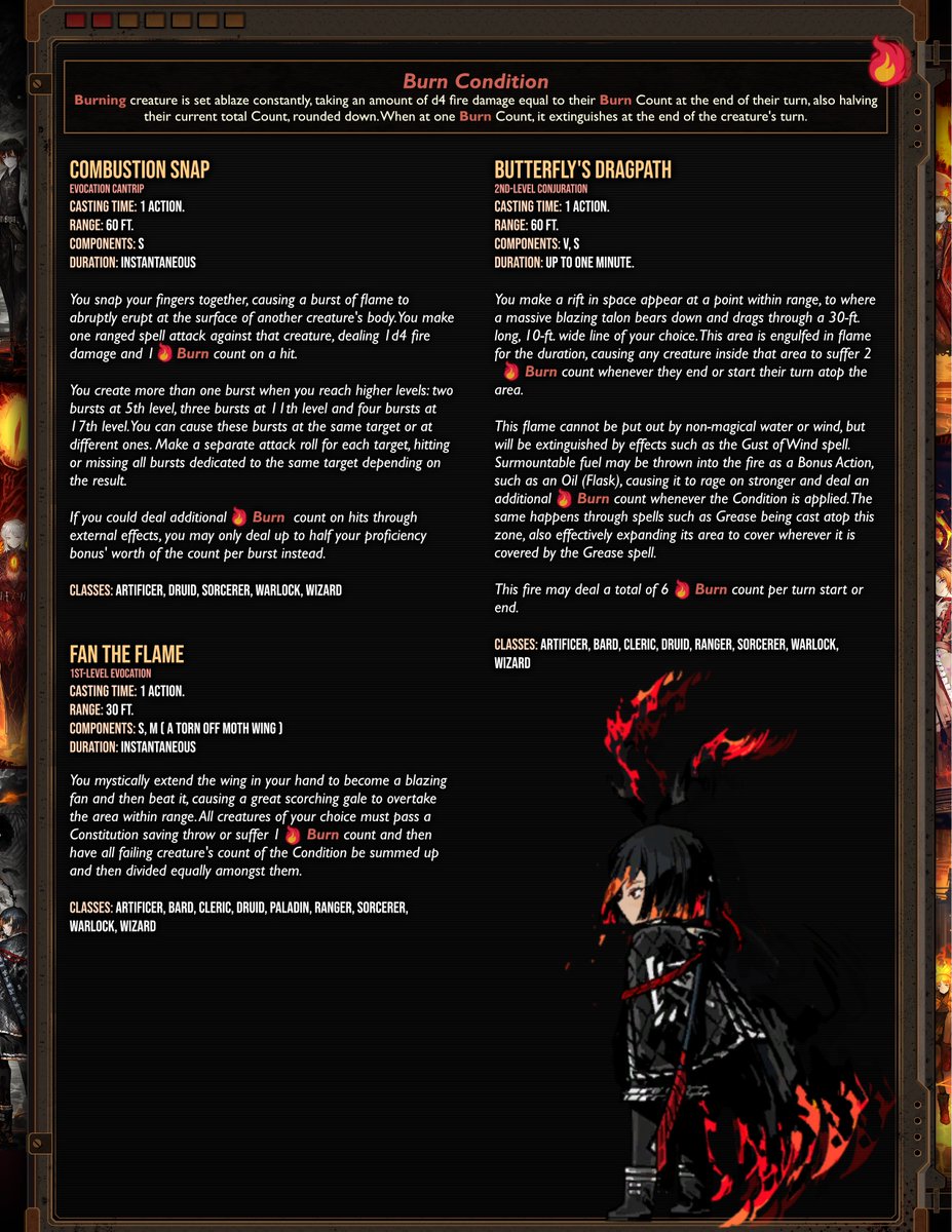 undertomesThe's tweet photo. Our newest BURN compendium is out! Check it out for a supplement on BURN content for your games!

#5e #DnD #LCB #LimbusCompany

[1/2] https://t.co/zamR35jUdD