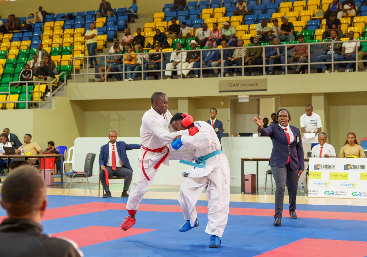 RwandaMoD's tweet photo. The Zanshin Karate Championship 2026, an international karate competition, was held this evening at Petit Stade in Kigali, with APR Karate emerging as the overall champion.

More than 600 athletes from Rwanda, Kenya, and Uganda participated in the competition. APR Karate team with 19 athletes delivered a strong performance, winning 8 gold, 5 silver, and 1 bronze medals in the senior category, along with 2 silver medals in the under-14 category.https://t.co/XkXCcofOES
===============
Amarushanwa mpuzamahanga ya Karate (Zanshin Karate Championship 2026), yabaye kuri uyu mugoroba kuri Petit Stade i Kigali, aho ikipe ya APR Karate yegukanye igikombe muri iri rushanwa.

Abakinnyi barenga 600 baturutse mu Rwanda, Kenya na Uganda ni bo bitabiriye aya marushanwa. Ikipe ya APR Karate yari ihagarariwe n’abakinnyi 19, yitwaye neza aho mu cyiciro cy’abakuru yatwaye imidari 8 ya zahabu, 5 ya feza n’umwe w’umuringa, mu gihe mu cyiciro cy’abatarengeje imyaka 14 yatwaye imidari 2 ya feza.
https://t.co/sius94lxL7