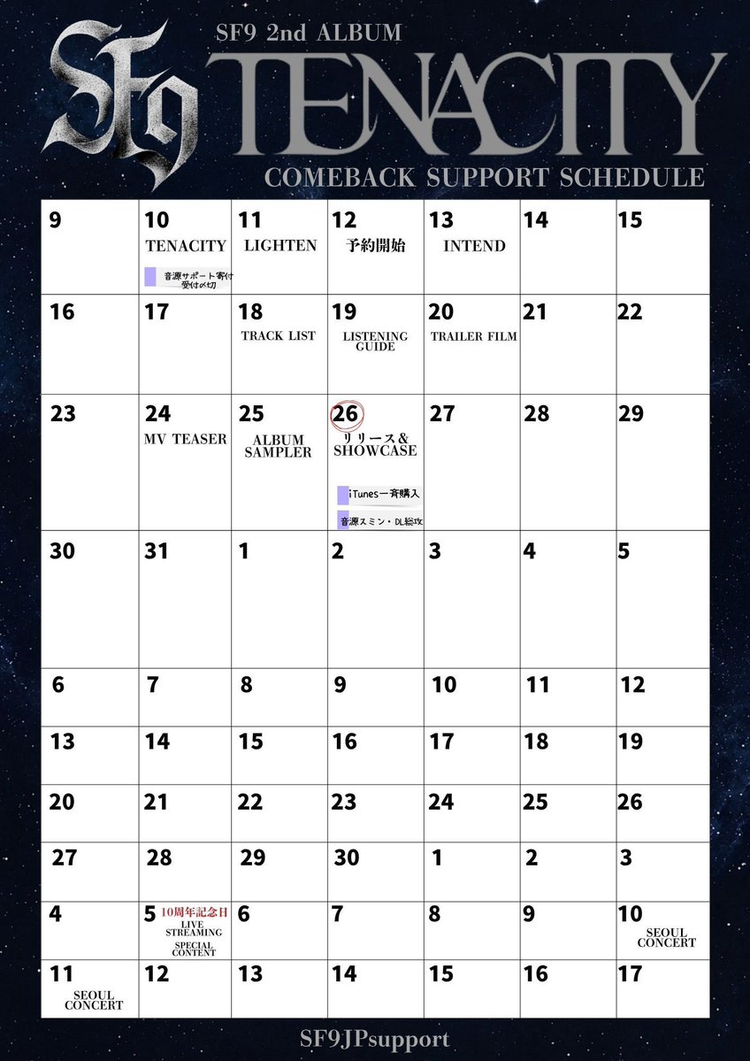 SF9JPsupport's tweet photo. 📢TENACITY support schedule🦅

／
#SF9 2nd Album 【TENACITY】
リリースまでD-16🔥
＼

《TO DO LIST》
✔︎コンセプトフォトTENACITY公開❤️‍🔥
✔︎投票用の集票を続けてください❤️‍🔥
✔︎音源サポート寄付取りまとめは本日締切🚨

投票/音源総攻/番組出演/イベントスケジュールを随時更新予定݁𖥔. https://t.co/ie7V74uBhA