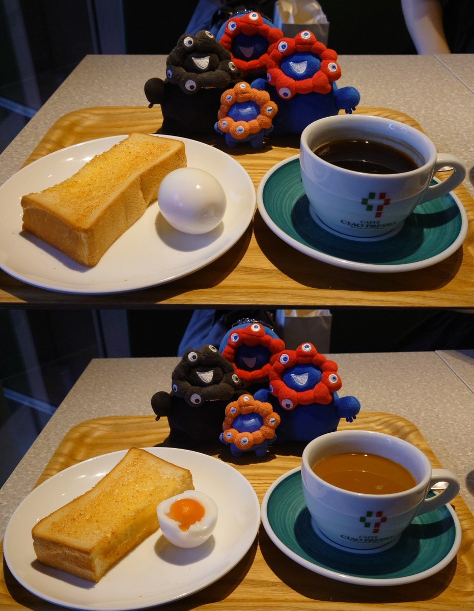 HIRO_JO3WGV's tweet photo. t's coffee time. ☕
#cafeciaopresso #boiledegg
#caffeamericano #buttertoast
#カフェチャオプレッソ #ゆで卵
#カフェアメリカーノ #バタートースト
A day that starts with a cup of coffee ...
ゆるミャクミャクBC🩷🩵/(´ ‿`)ヽと
もっちりミャクミャク(ミニ立横s❤️💙🖤🩶)と😏 https://t.co/w4szzvW0QV