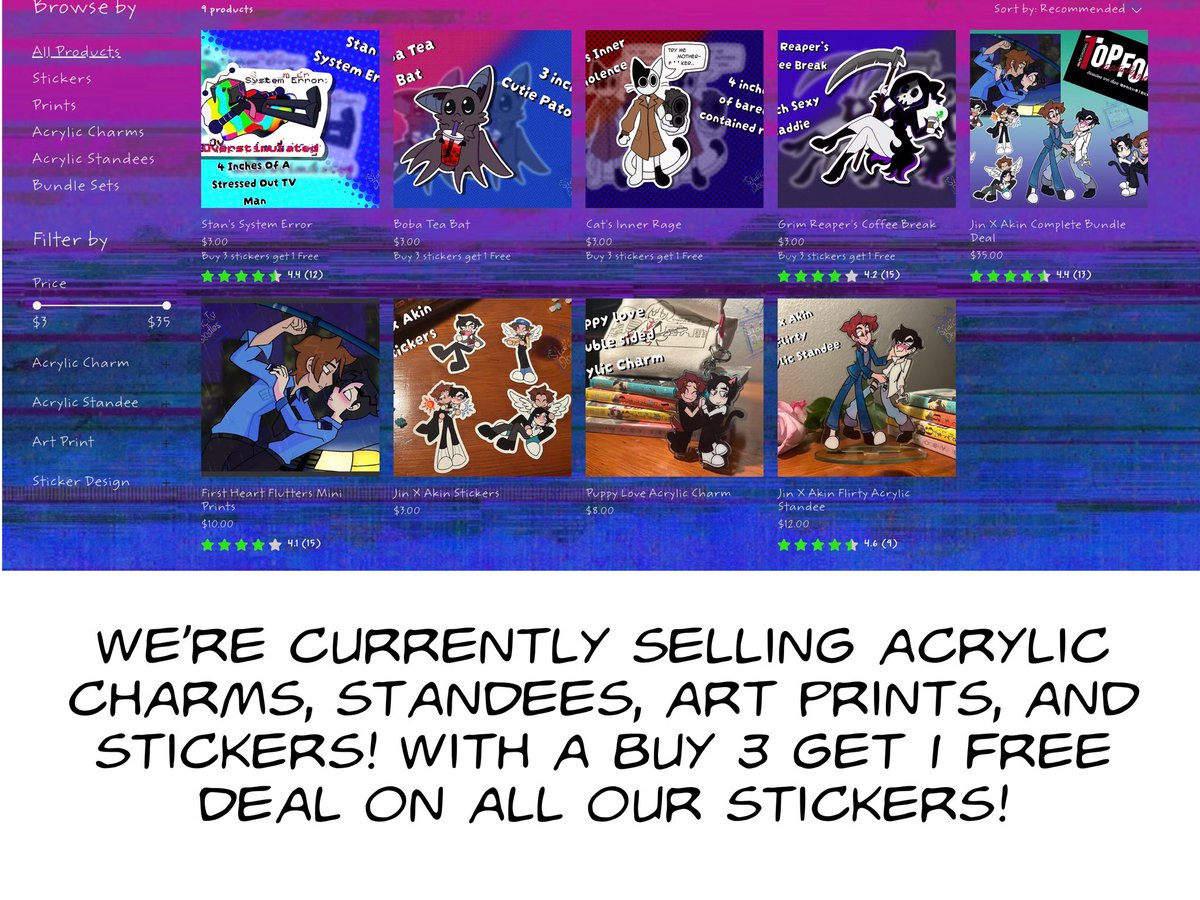 StatictvDoodles's tweet photo. Finally after spending almost 8 months getting this set up, our online shop is finally here!! Link is in my bio and we’re starting off with selling original sticker designs and Top Form fanart. Come and check it out! #Onlineshop #stickers #TopFormTheSeries #smallartist https://t.co/UsMCdrMHj6