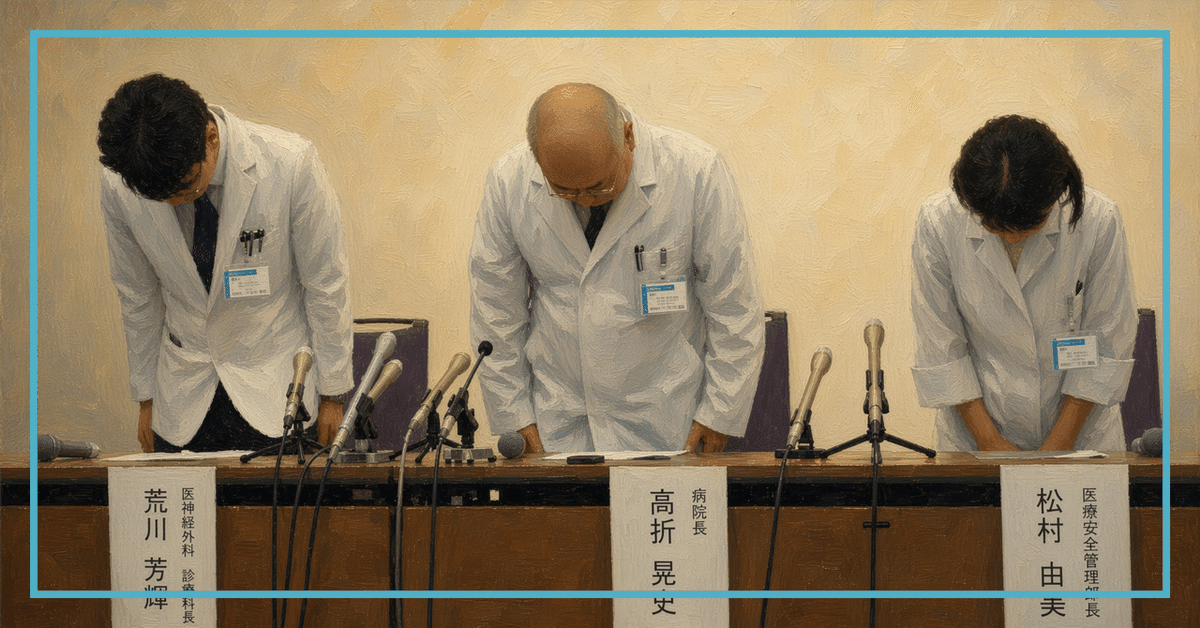 Drneurosur's tweet photo. 「京大病院の誤摘出報道　〜専門家が書かないもの〜」

会見から三日が経つ。炎上しているのは手術の中身ではなく、記者の前に立った診療科長の発言と態度だ。事故そのものは、まだ何ひとつ分かっていない。

発表の短さ

京大病院が八月七日に出した文書のタイトルは「脳腫瘍摘出術中の誤認による摘出部位誤り事例について」。本文は、良性の深部脳腫瘍に対して誤って腫瘍のない部位を摘出し、覚醒不良から人工呼吸管理となり、手足が動かない状態になっている、という趣旨のみ。部位名も術式も病名も書かれていない。「誤認」という語は病院自身が選んでいるが、何をどう誤認したかは空白のままだ。
事実関係に割かれた分量は二百字ほどになる。一方で会見では、脳神経外科の科長が原因について、執刀医の判断ミスや思い込みがあったのではないか、と述べたと読売が報じている。経験からくる慢心かと問われて、そう思うと答えた場面もあった。公式文書には原因の推定が一行もなく、口頭では出た。文書より会見のほうが情報量が多いという逆転が起きている。しかも調査前の段階で、原因が個人の心理に置かれた。医師向けの掲示板でこの発言への反発が突出して伸びているのは、術者選定や指導体制や中断の権限といった組織側の論点が、その一言で先に閉じられかねないからだろう。

空白が埋まる速さ

会見の日の夜、noteに「統合レポート」と題した記事が投稿された。タイムスタンプは二十一時五十七分。会見のおよそ七時間後になる。
拡散強調画像による欠損と浮腫の容積分離、呼吸リズムを作る神経核の残存評価、外部調査委員会の第三者性、手術室内でのハードストップ権限の有無。項目立てそのものは、専門家が読んでも骨格を否定しにくい。速い。そして、よくできている。
同じ日には別系統の記事も出ていた。「執刀医は誰？　名前は公表された？」という見出しの、広告収入を目的としたブログである。本文では調査前に断定はできないと断りを入れながら、見出しで個人特定の検索需要を拾う作りになっている。空白は、推測の精密化と個人の特定という二つの方向に同時に埋まっていった。

「橋」の一字

MBSの報道では、執刀医は「端の組織を採取したため腫瘍が含まれていなかった」と勘違いした、とされている。同じ箇所が、そのレポートでは「橋（脳幹の一部）の組織であるため腫瘍が含まれていなかっただけ」に変わっている。
読み違いに、括弧書きの解剖学的な注釈が足されて、元の報道より専門的な文章になっている。
「斜台」という語も同じ経路で出てきたのだと思う。この語は、どの報道にも出てこない。
記事の末尾には二十八個のハッシュタグが並んでいた。医療ガバナンス、カテコラミン、微小血管障害。その列に「やばい」と「植物人間」が同居している。届けたい相手が誰かは、そこを見れば分かる。

橋には届かない

僕は脳外科医なので、ここは資格ではなく手順として書く。
小脳橋角部から橋の実質に到達するには、小脳を寄せ、くも膜を開き、腫瘍を挟んだ向こう側まで進まなければならない。手前には小脳半球と扁桃があり、下位脳神経が走り、前下小脳動脈が回り込み、静脈が張っていて、それを全部越えた先がようやく橋の腹外側面になる。届いた時点で、腫瘍の位置を見失っているどころの話ではなく、術野の構成そのものが壊れている。
そして報道が伝える損傷部位は、右の小脳扁桃と、脳幹の側面から背側だ。手前側の構造である。橋そのものを主病変として削ったとは、どの報道にも書かれていない。
解剖名を正しく綴れることと、その構造に手が届くまでの順序を知っていることは、別の能力だ。後者は文献からは出てこない。
同じレポートは予後についても、植物状態への移行すら成立せず、終生の人工呼吸器依存あるいは多臓器不全に至ると「確定する」と書いている。朝日は、患者が呼びかけに目の開閉で反応していると報じている。

二度目に何をするか

公表された説明そのものについても書いておきたい。病院によれば、執刀医は端の組織を採ったから腫瘍が含まれていなかったと考えたことになっている。会見で科長は、二回とも腫瘍ではないと言われることはよく経験する、と述べた。
一般論としては、そういう場面がある。採取量が足りない、組織が挫滅する、線維成分が多い。迅速病理が腫瘍を拾い損ねる理由はいくつもあって、術者の側もそれを知っている。
ただ髄膜腫は、辺縁にも被膜を持つ。境目を採れば、被膜か、それに接した腫瘍組織が入りやすい。今回の術前診断は髄膜腫の疑いだった。その前提のもとで二度続けて腫瘍が出ないことを、経験の範囲として処理してよかったのか。そして、よく経験することであるなら、二度目に何をする取り決めになっていたのか。
会見で説明されたのは、肉眼所見への思い込みが一番大きな問題だった、ということだ。中断の規範があったかどうかについては、語られていない。
これは執刀医個人を責めるために書いているのではない。二度目の報告が来たとき何をするかが決まっていない手術室では、誰が立っていても同じことが起こりうる。

下垂体が見えた話

「脳外科医竹田くん」のモデル本人を自称するアカウントが現れたのは、去年の二月だった。そこから今年三月の判決まで、僕はこの件を十九本書いている。自称本人の投稿の検証から始まり、名誉毀損訴訟、賠償判決、刑事の初公判、求刑、結審、そして執行猶予付き有罪までを追った。

どれも、材料が出てから書いた。本人が自分の意思で公開した投稿があり、判決文があり、公判で取り調べられた証拠があった。推測を先に立てて、あとから裏づけを探しに行ったことはない。
最初の一本で引っかかったのは、側頭葉の腫瘍を摘出していたら下垂体が見えた、という趣旨の記述だった。側頭葉先端と下垂体のあいだには内頚動脈があり視交叉がある。そういう見え方はしない。ほかにも、境界の明瞭な膠芽腫にフェンスポストを立てる、側頭葉の手術で運動誘発電位を使う、といった記述が並んでいた。用語はすべて実在するものが正しく使われている。ただ、それらが実際の術野でどう並ぶかという部分だけが抜けていた。
同じ種類の欠落を、今回は事故を論評する側の文章で見た。

竹田くんではない

ヤフーニュースのコメント欄では、会見の当日から「竹田くん」の名が出ていた。医療事故という語に、すでに出来上がった物語が接続される速さ。
だが赤穂市民病院の事案の本体は、単発の一件ではない。在籍中に八件の事故が確認され、うち複数の死亡が報告され、当該医師が退職したあとも別の病院で診療が続いた、という反復と継続にある。民事では昨年五月に約八九〇〇万円の賠償が命じられ、刑事では今年三月に禁錮一年執行猶予三年の有罪判決が出た。組織が止められなかったこと、止めないまま人が移動したこと。処分と裁判が問題にしたのはそこだ。
その刑事裁判で、被告となった医師は起訴内容をおおむね認めたうえで、指導医にも責任があると述べた。裁判所は退けている。手術で助手を務めた上司の科長は、そもそも起訴されていない。責任が執刀医一人に収束していく経路は、すでに一度たどられている。
今回の京大の件は、いまのところ一件である。反復も移動もまだ確認されていない。
ただし、件数と結果の重さは別の軸で動く。赤穂で争われた手術は、ドリルが神経に触れた瞬間に起きている。起きてしまえば引き返す場所はない。今回は、迅速病理の報告という中断点が手術の内側に二度あった。そこを越えて操作が続き、十時間の手術のあいだ、組織は削られていた。引き返せる場所があって引き返さなかったぶん、失われたものは大きい。術前は眩暈がある程度で普通に暮らしていた人が、いま意識を保ったまま人工呼吸器につながれ、手足が動かない。
名前を借りて理解した気になると、この差は見えなくなる。

百例という数字

発表では、執刀医は経験年数二十年以上、脳神経外科で二千件以上、同じ部位の手術も百例ほどの経験があるとされた。この数字は経験の担保として提示されている。
だが症例の集まる施設なら、年三十例で三年ほどの分量になる。大学病院で頭蓋底を回っていれば、見学や助手を含めた経験は数百に届く。単独執刀で百に達する医師も、珍しくはない。突出した数ではない。
そして百例の中身が公表されていない。同じ小脳橋角部でも、聴神経腫瘍と髄膜腫では手術の組み立てが変わる。執刀医として単独で完遂した数なのか、指導医が入った上での執刀を含む数なのかも読めない。
数字は出ているのに、その数字の意味を判定する情報だけが欠けている。この数を担保として会見に出したことは、逆に、そのとき出せるものが他になかったことを示している。
診療科長は2023年に就任した六代目の教授で、大学の教育研究活動データベースにある本人の記載では、基礎研究は脳腫瘍の発生機構と腫瘍免疫、臨床研究は術中高磁場MRI誘導手術と化学療法レジメンの開発が挙げられている。軸足は悪性腫瘍にある。
教室が公開しているスタッフ紹介は、もう少し具体的だ。教授から助教まで十五人が並び、専門領域が本人ごとに書かれている。半数を超える人が脳血管障害か血管内治療を挙げている。腫瘍を挙げているのは三人で、その中身は覚醒下手術、神経膠腫、化学療法と免疫療法である。頭蓋底外科を掲げる人は複数いるが、いずれも経鼻内視鏡と並べて書かれていて、下垂体を軸にしていることが読み取れる。
念のため書いておくと、公開ページの記載は網羅ではない。掲載していない技術を持つ医師もいる。ここで言えるのは、外から確認できる範囲に手がかりがない、ということだけだ。
外側から小脳橋角部に入る手術と、鼻から下垂体に入る手術は、頭蓋底外科という同じ名前で呼ばれていても別の技術だ。経鼻の経路は正中を通る。蝶形骨洞を開けてトルコ鞍に至る道筋は左右対称で、術野の向きは入る前から決まっている。側方到達はそうならない。骨をどこまで削るか、小脳をどの向きにどれだけ寄せるか、静脈を切るか温存するか。腫瘍にたどり着くまでの判断の積み重ねが技術そのもので、道は術者が作る。
前者を日常的に扱う人がいなければ、術者の技量を評価することも、術中に代わって判断することもできない。良性の頭蓋底腫瘍について、誰が術者を決め、誰が立ち会う取り決めになっていたのか。報告書が答えるべき項目に入る。

僕も想像はした

専門があると、機序はいくらでも精緻に組める。術前診断が何だったのか。開頭の位置はどこか。迅速病理の返答は組織名まで書かれていたのか、それとも腫瘍細胞を認めずとだけ書かれていたのか。いくつも仮説が立つし、そのうちのひとつは当たっているかもしれない。
だが術前画像も最終病理も、まだ外に出ていない。精緻に組めることと、事実であることは別だ。実際には、未熟な術者の未熟な手術だった、という身も蓋もない話である可能性もまだ十分に残っている。専門知は、もっともらしい物語を作る能力でもある。
手術記録が残っている。術野を映した映像があるなら、それも残っている。仮説の大半は、それを一度見れば数分で消える。赤穂の刑事裁判では、初公判の法廷で手術の映像が大型モニターに映され、それを確認した脳外科医の「信じられない手術視野」という調書が読まれた。専門家の判断が意味を持つのは、そういう材料が目の前にあるときだ。
十九本書けたのは、材料があったからだ。今回はまだない。だから書かない。

処分されたのは何か

群馬大と東京女子医大は、いずれも特定機能病院の承認取り消しに至っている。ただし社会保障審議会が挙げた理由は、院内報告制度が機能していなかったこと、遺族の指摘があるまで原因究明も説明も行われなかったこと。手術の巧拙が処分の直接の理由になったわけではない。
京大病院は手術から一週間余りで公表し、警察に報告し、外部有識者を含む調査委員会の設置を明らかにした。ただし警察に報告した以上、院内調査は捜査と並走することになる。医療事故調査制度による院内調査は再発防止を目的とし、責任追及を目的としない建て付けになっているが、刑事手続きが同じ事案を見ているとき、報告書がどこまで踏み込んで公開されるかは別の力学に左右される。事後対応としてどう評価されるかは、出てくる報告書の中身次第になる。
炎上している対象と、制度が過去に問題視してきた対象は、いまのところ重なっていない。

数えられるもの

報告書が出たとき、見るべき箇所は多くない。術前診断が何だったか。予定していた術式は何か。執刀医がその術式を単独で完遂した経験がどれだけあったか。この三点が揃えば、いま流通している推測の大半はその場で落ちる。
いま公開されている一次資料は、病院の短い文書と、会見で語られた数分の言葉、それに各社の報道記事だけだ。そこから「端」を「橋」に読み替えた文章が一本、会見の七時間後に世に出て、いまも読める場所に置かれている。

読んでいただきありがとうございました。
コメント、記事購入、チップ等いつもありがとうございます。
大変感謝しております。