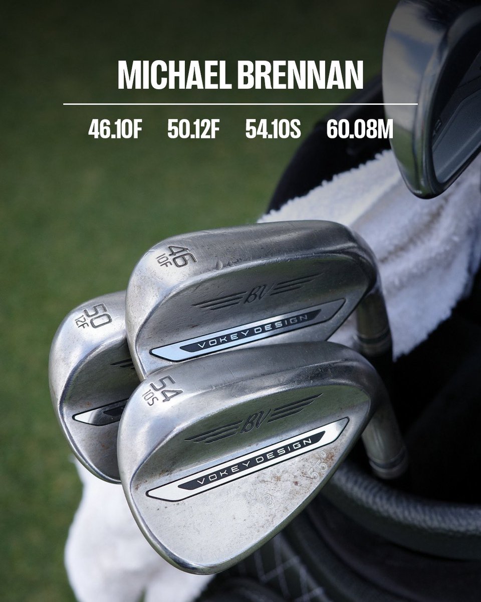 VokeyWedges's tweet photo. Michael Brennan is now a two-time winner on the PGA TOUR... both with Vokey wedges. 👌
Each of the top-three finishers gamed a full set of Vokey wedges. Check out the #SM11 setup Michael trusted to win the @WyndhamChamp. https://t.co/XhIxAgG0RN